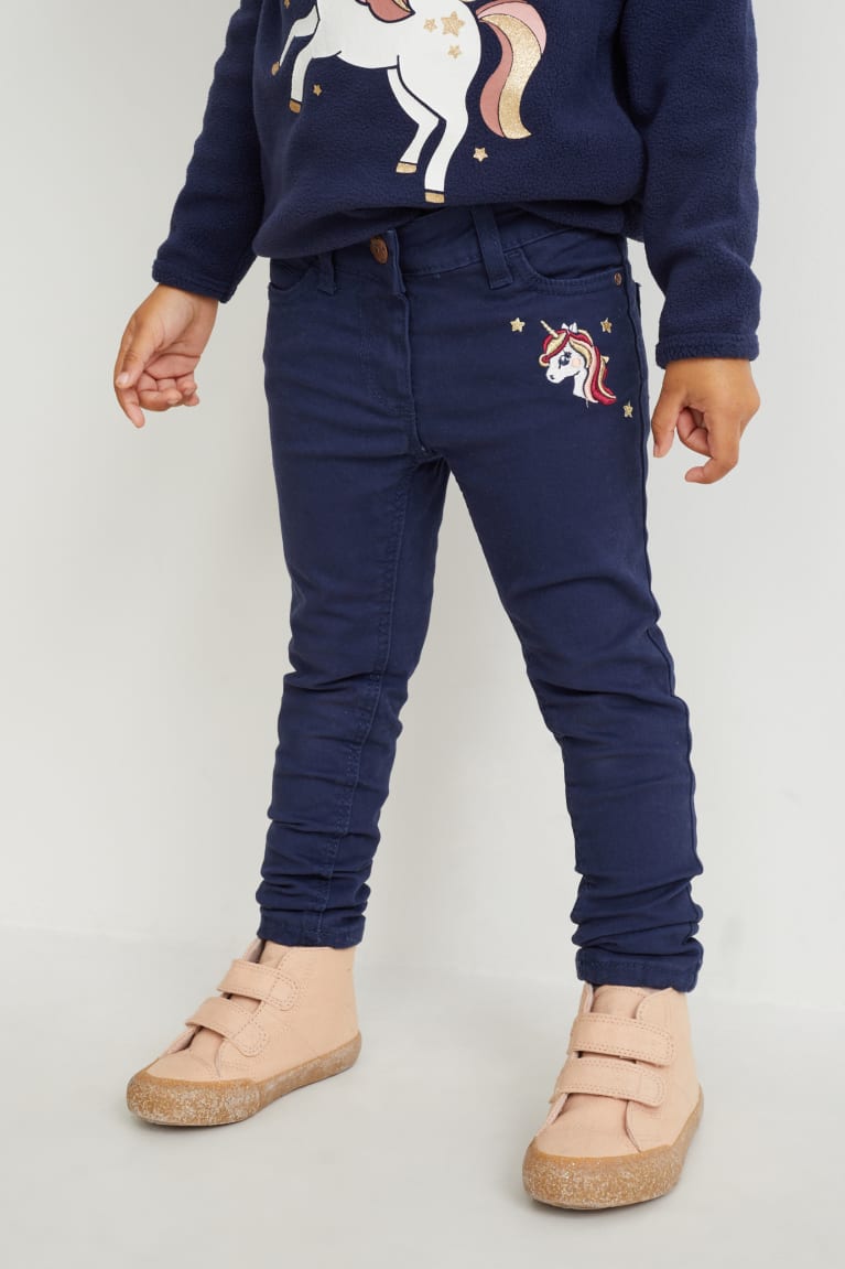 Dark Blue C&A Unicorn Thermal Skinny Fit Girls' Trousers | UYCNM-1095