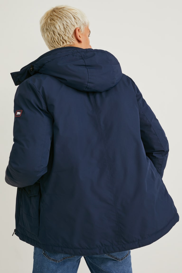 Dark Blue C&A With Hood Recycled Men's Jackets | XMSIC-9745