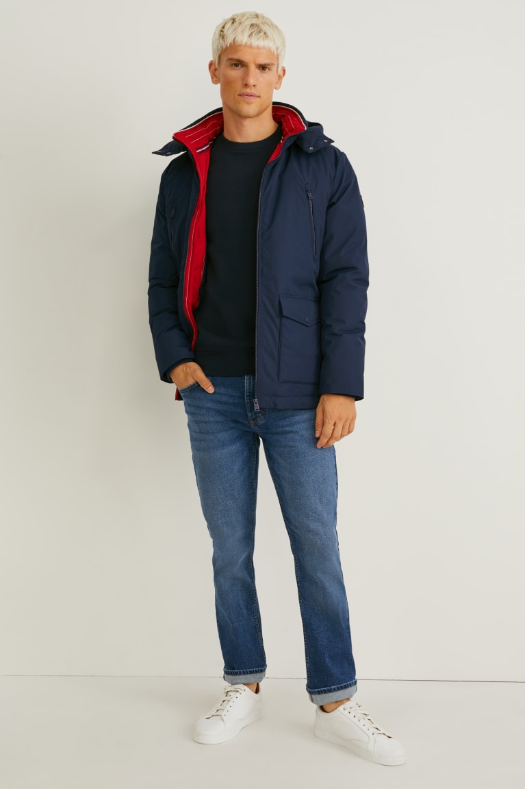 Dark Blue C&A With Hood Recycled Men's Jackets | XMSIC-9745