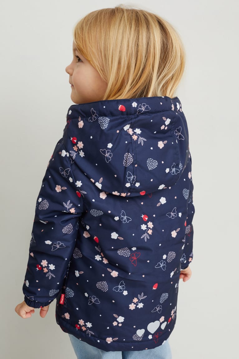 Dark Blue C&A With Hood Recycled Patterned Girls' Jackets | LHUFE-4025