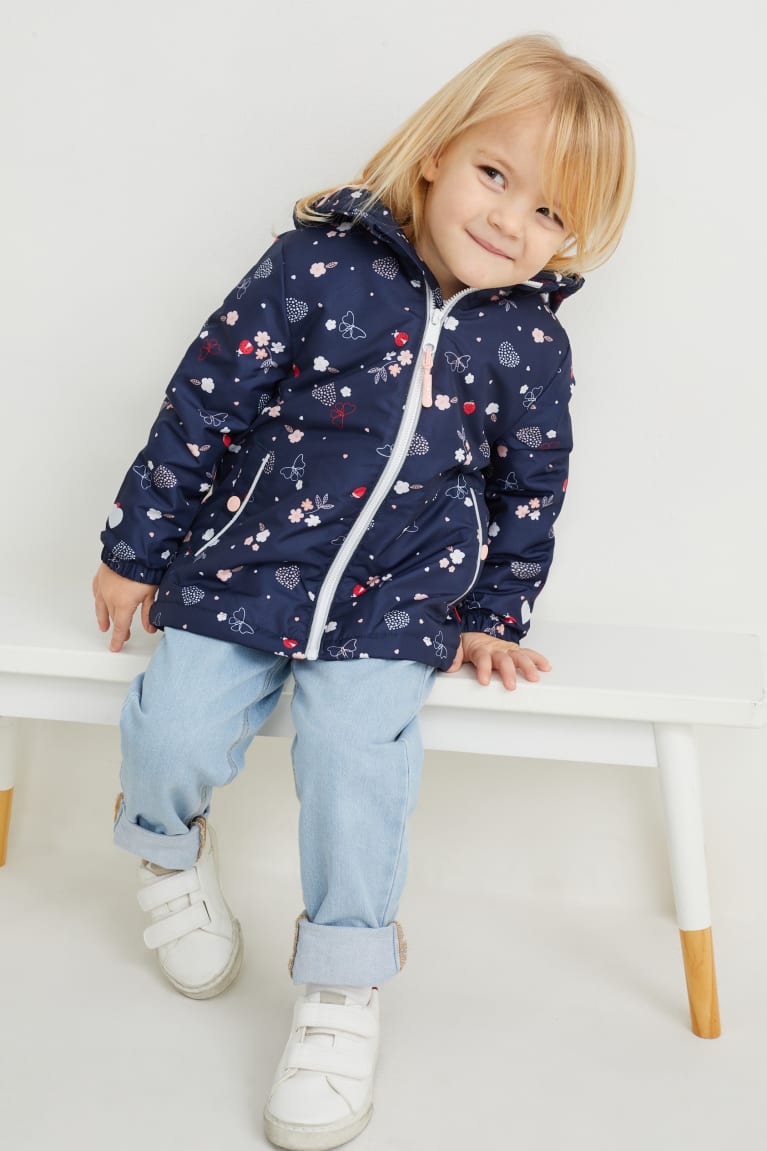 Dark Blue C&A With Hood Recycled Patterned Girls' Jackets | LHUFE-4025