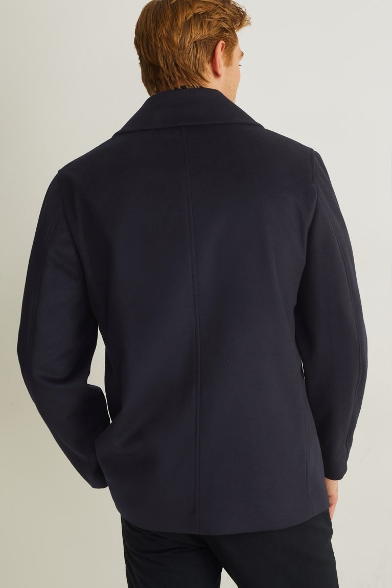 Dark Blue C&A Wool Blend Added Cashmere Men's Jackets | HTNUW-4679