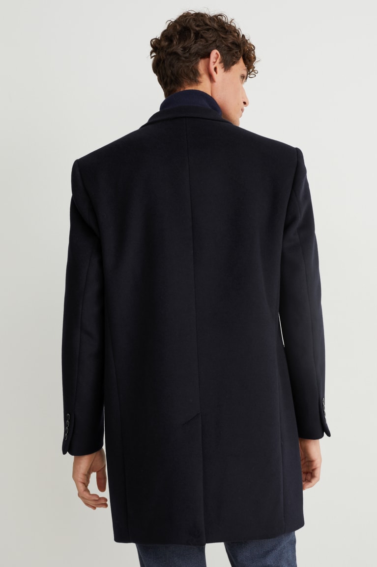 Dark Blue C&A Wool Blend Recycled Men's Coats | OVSFN-9103