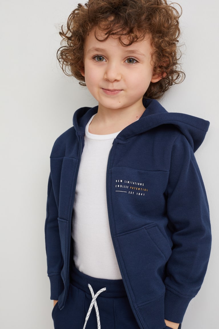 Dark Blue C&A Zip-through With Hood Girls' Sweatshirts | BKDJZ-8491