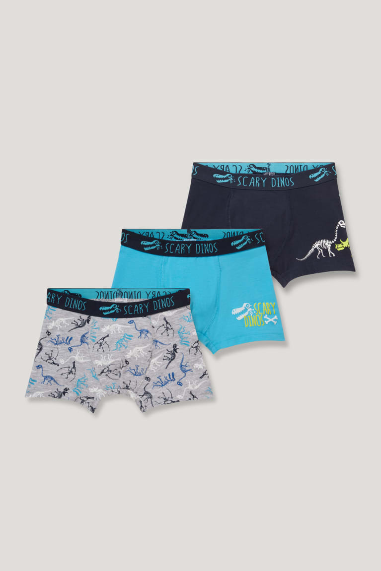 Dark Blue / Gray C&A Multipack Of 3 Dinosaur Boxer Organic Cotton Boys\' Underwear | AGOSY-1495