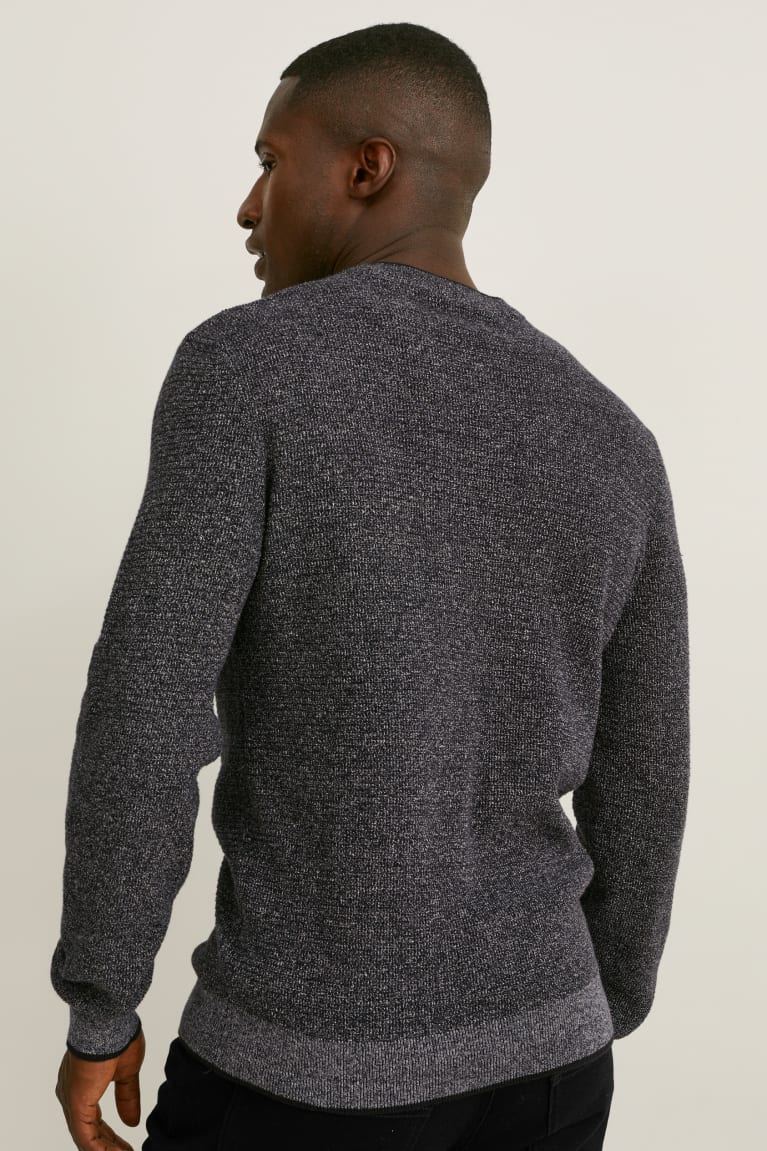 Dark Blue Melange C&A Men's Jumper | KEQYM-4089