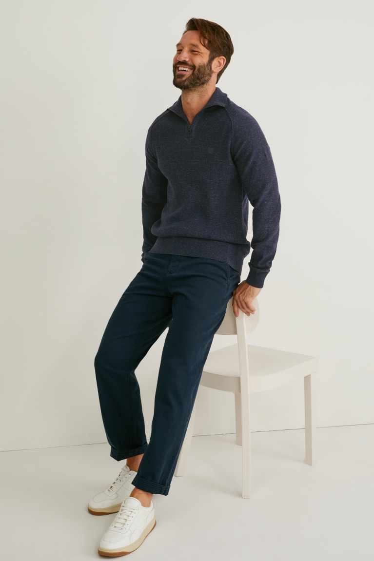 Dark Blue Melange C&A Men's Jumper | VSMZP-0849