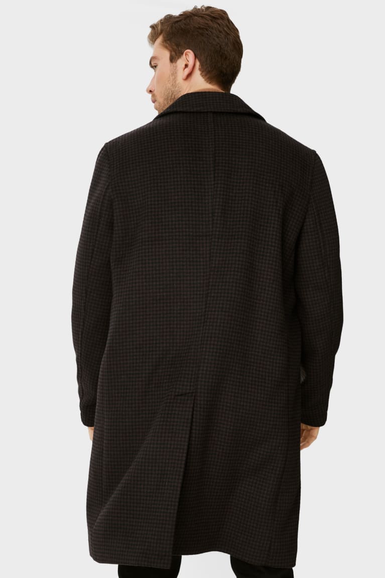 Dark Brown C&A Check Men's Coats | DHQLW-5412