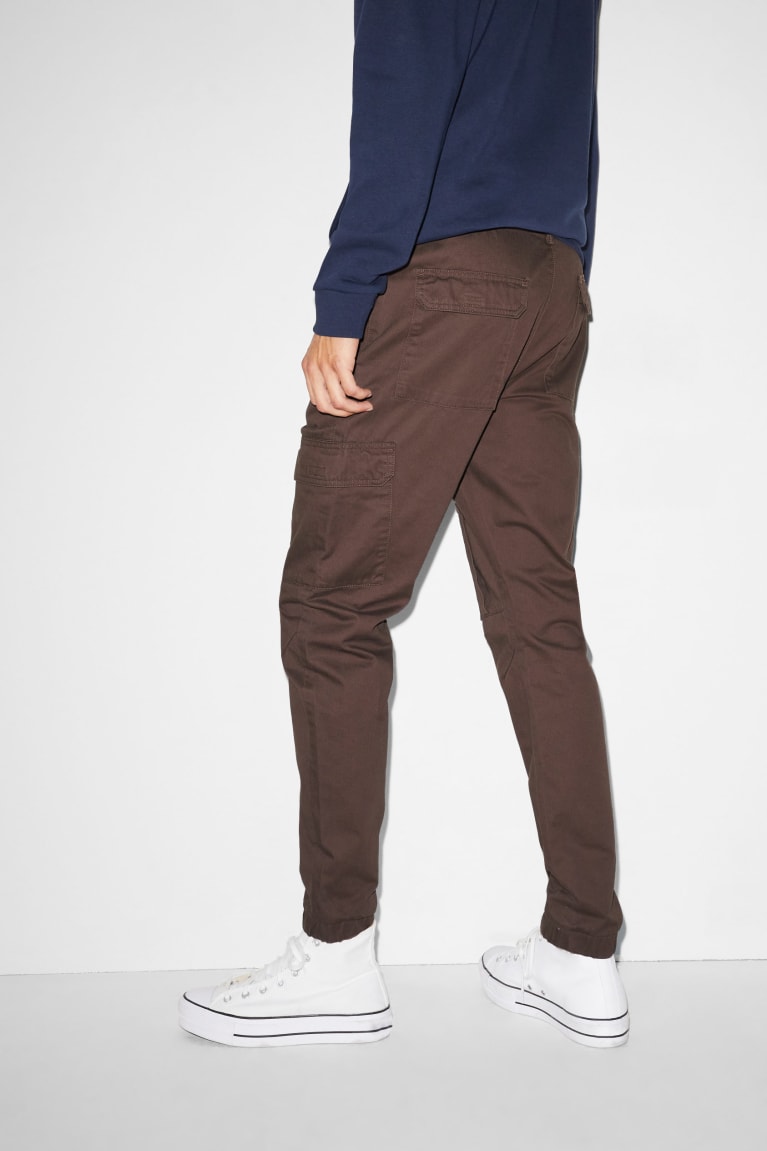 Dark Brown C&A Clockhouse Cargo Slim Fit Men's Trousers | BZQPO-0859