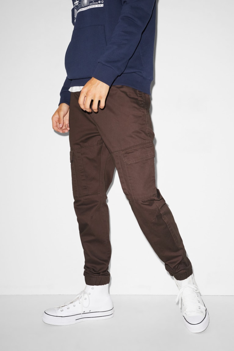 Dark Brown C&A Clockhouse Cargo Slim Fit Men's Trousers | BZQPO-0859