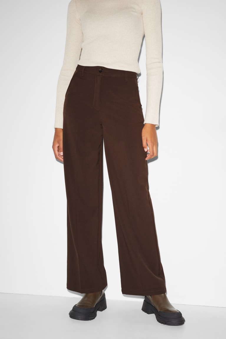 Dark Brown C&A Clockhouse Cloth High Waist Wide Leg Women's Trousers | CGDTS-5804