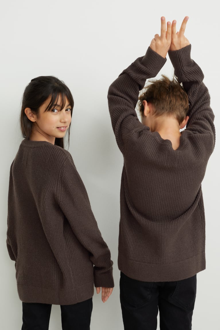 Dark Brown C&A Genderneutral Recycled Girls' Jumper | EBSUY-7186