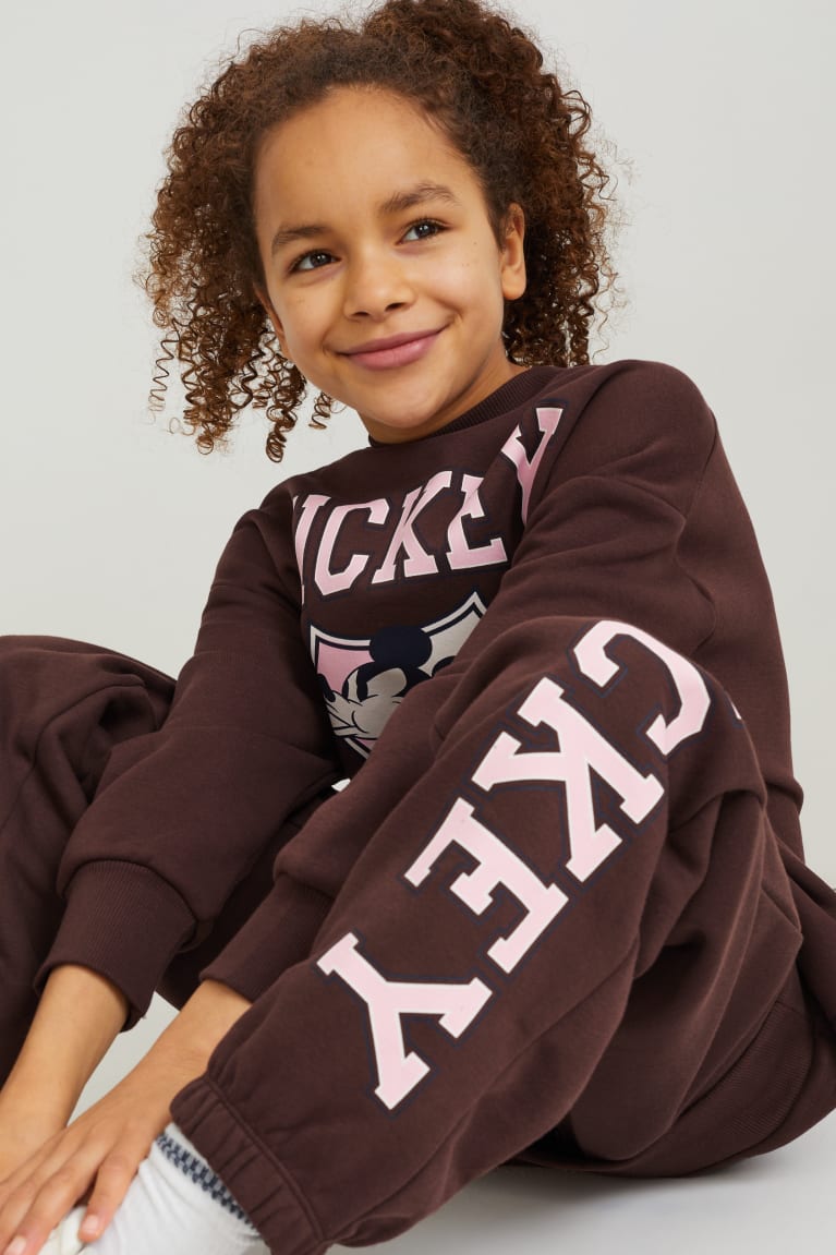 Dark Brown C&A Mickey Mouse Set And Joggers 2 Piece Girls' Sweatshirts | AMKUZ-6473