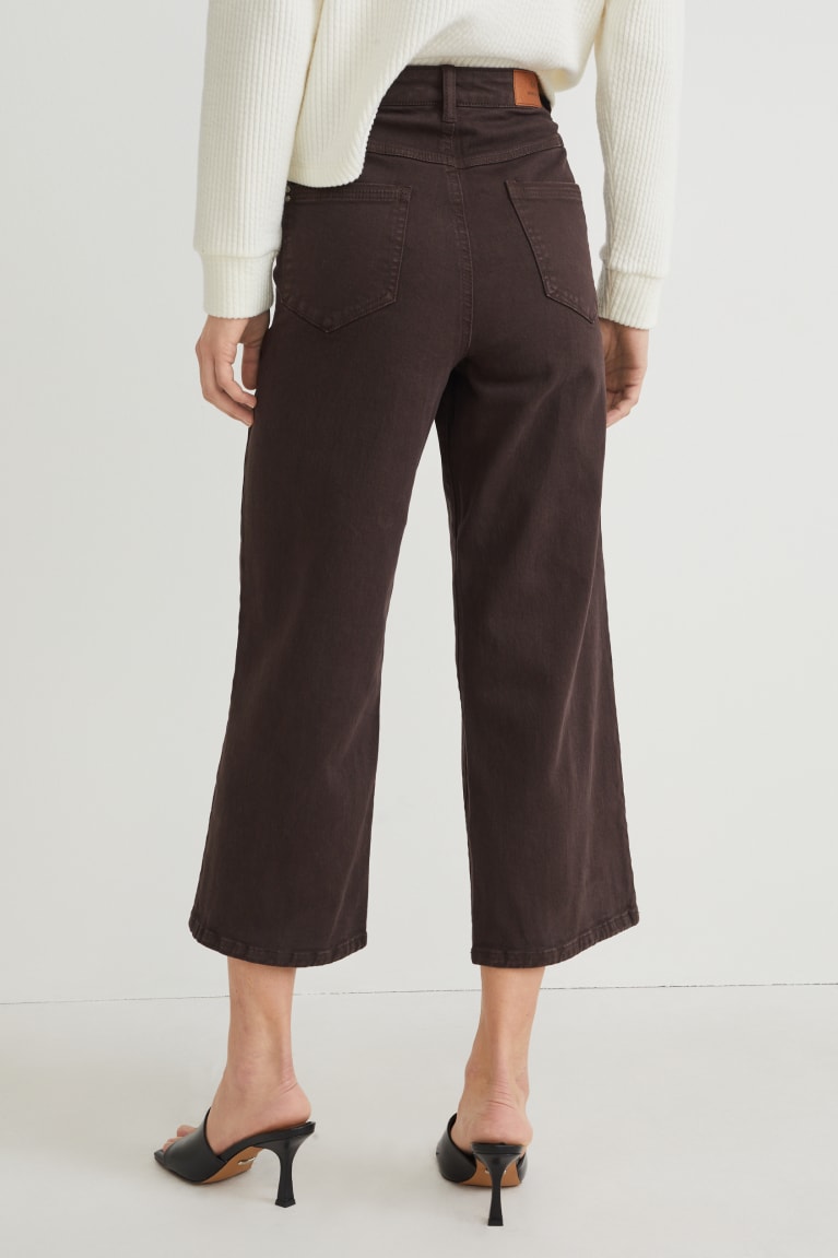 Dark Brown C&A Straight High Waist Lycra® Women's Trousers | GBSOX-9108