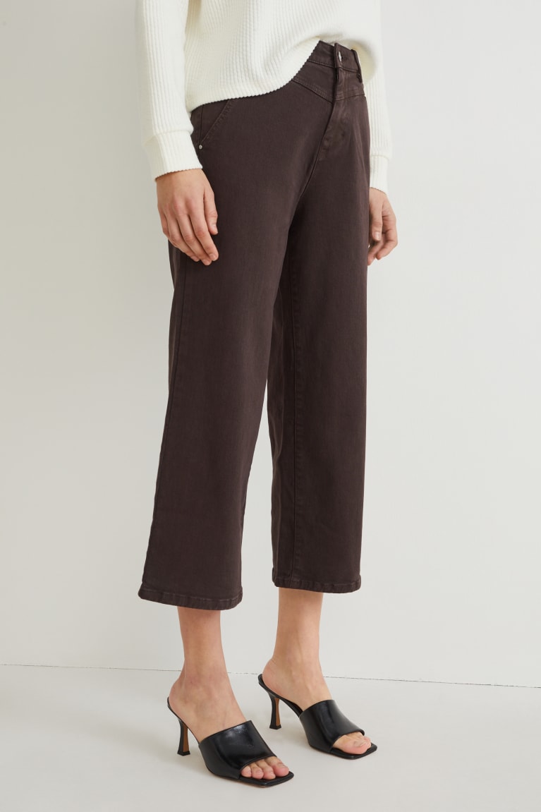 Dark Brown C&A Straight High Waist Lycra® Women's Trousers | GBSOX-9108