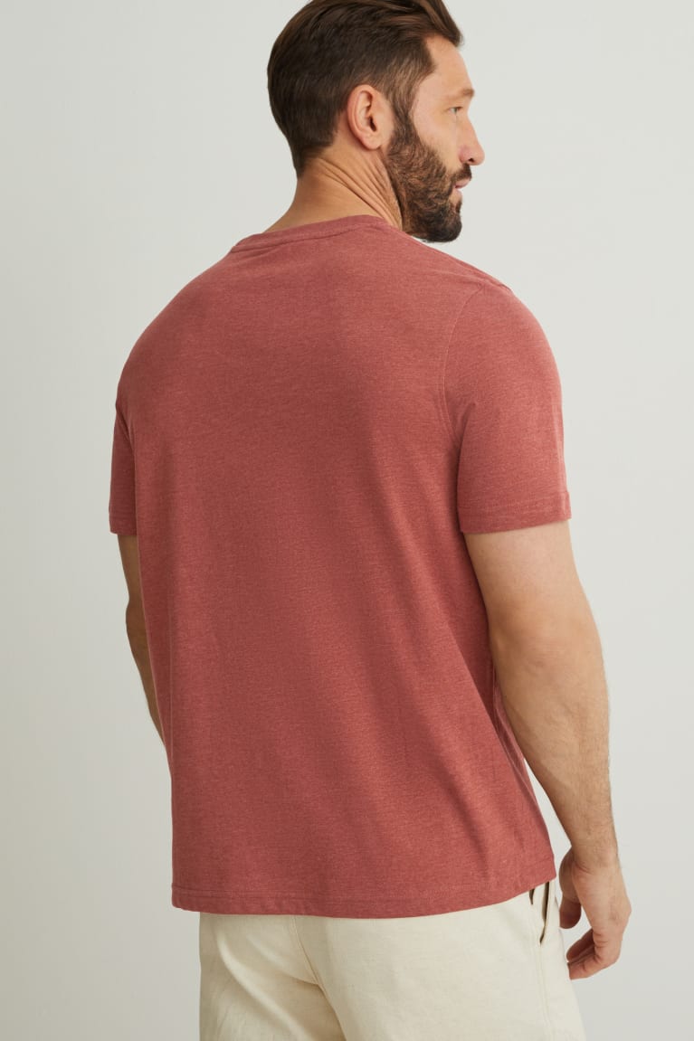 Dark Brown C&A With Recycled Polyester Men's T-shirts | ROYEU-8701