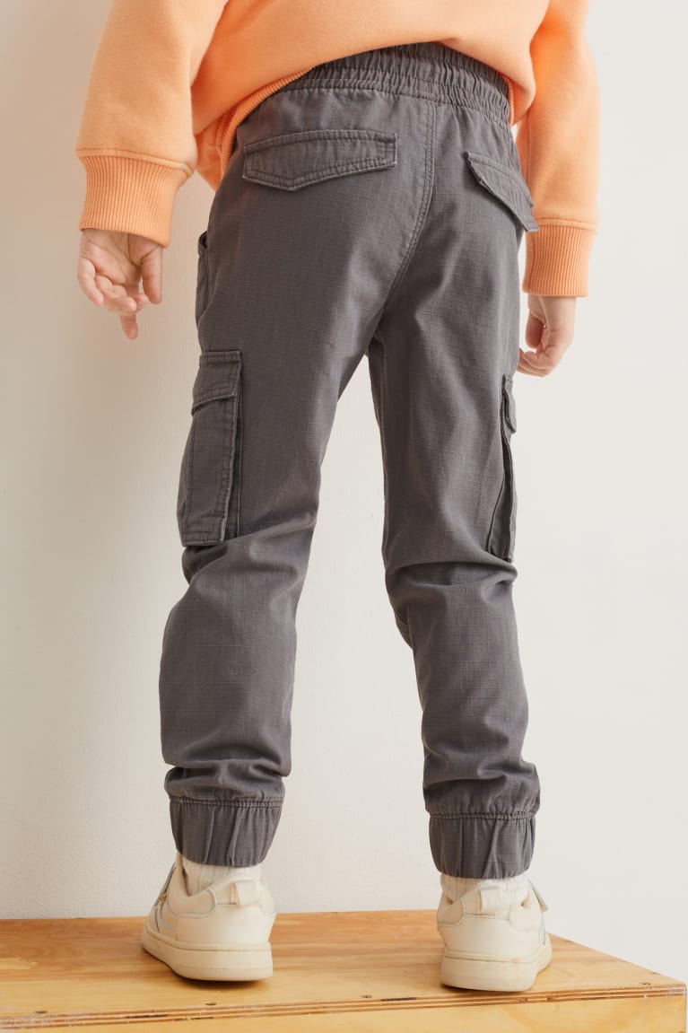 Dark Gray C&A Cargo Straight Fit Boys' Trousers | GBVZS-0839