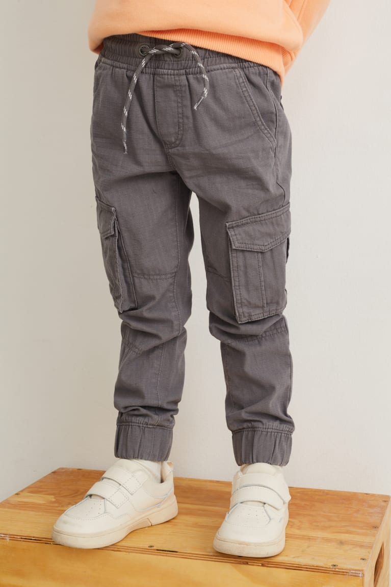 Dark Gray C&A Cargo Straight Fit Boys' Trousers | GBVZS-0839