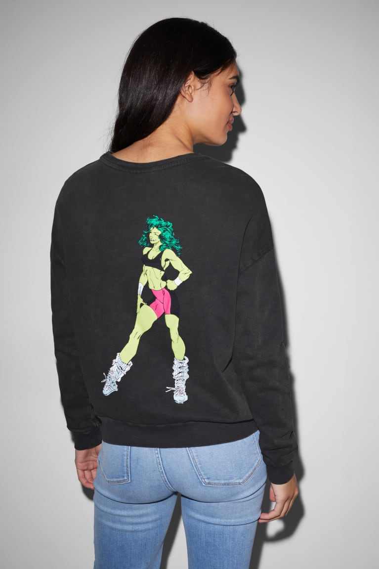 Dark Gray C&A Clockhouse Marvel Women's Sweatshirts | YLKVN-0837