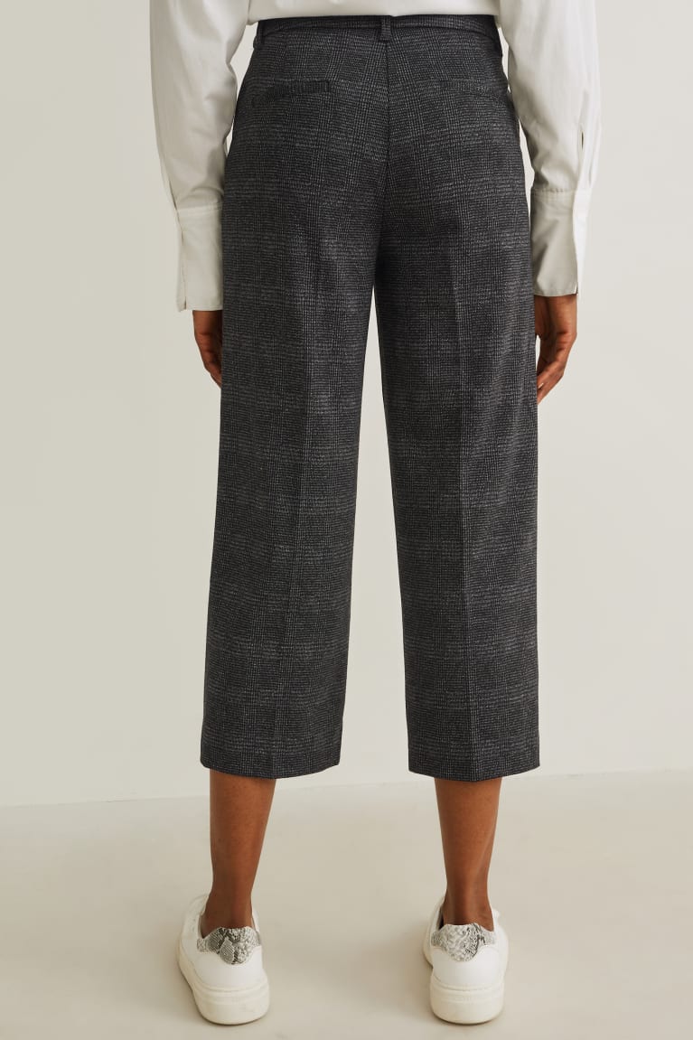 Dark Gray C&A Cloth High-rise Waist Wide Leg Recycled Check Women's Trousers | DTAFR-5749