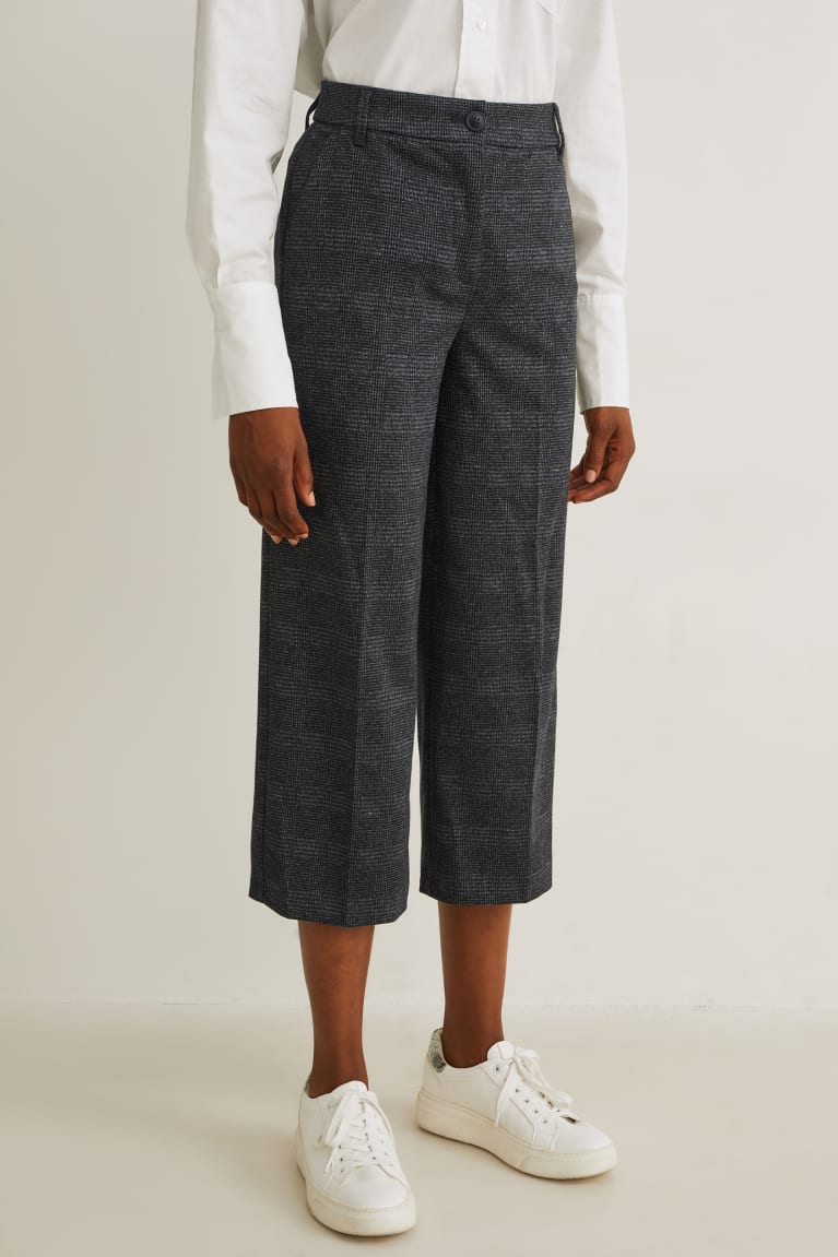 Dark Gray C&A Cloth High-rise Waist Wide Leg Recycled Check Women's Trousers | DTAFR-5749