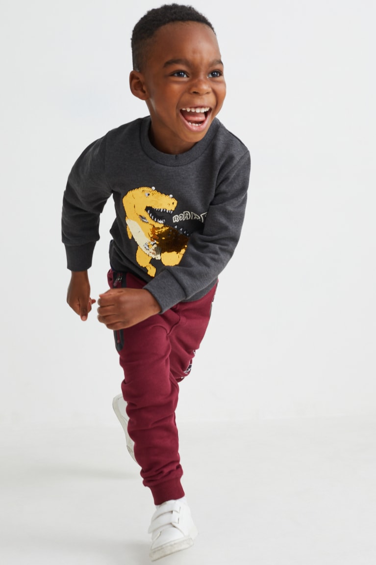 Dark Gray C&A Dinosaur Shiny Girls' Sweatshirts | NEXOD-3185