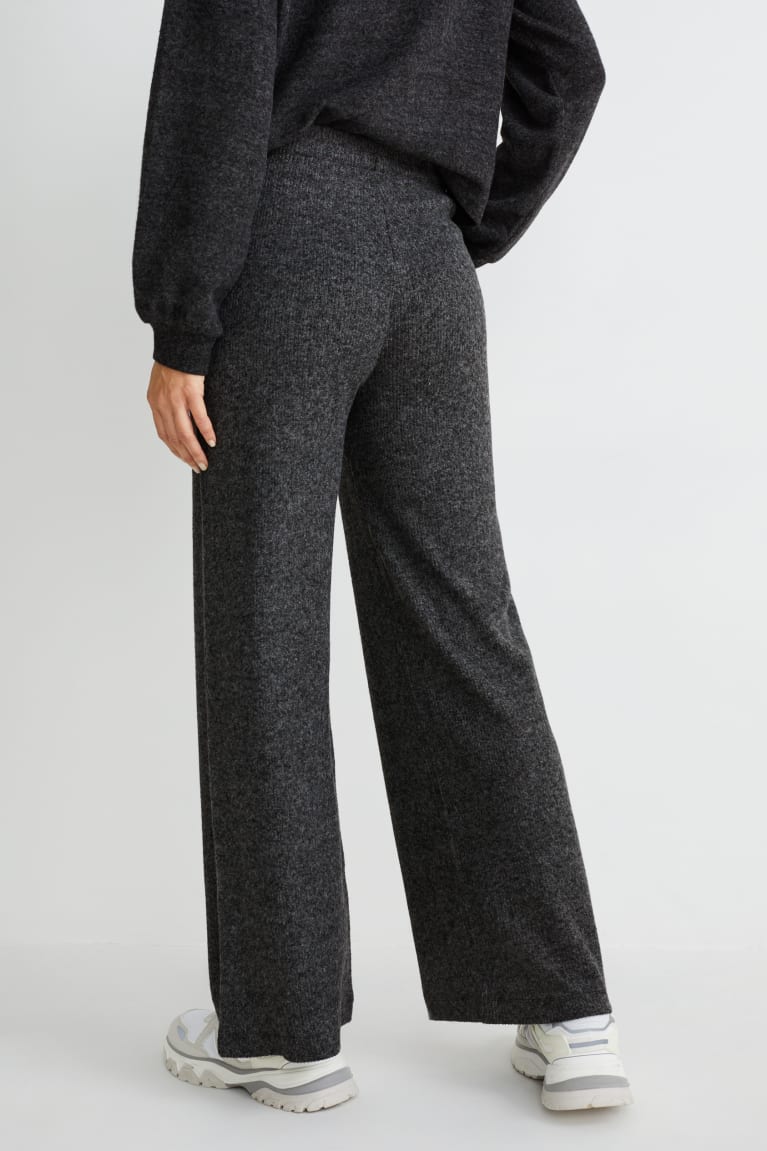 Dark Gray C&A Knitted Regular Fit Recycled Women's Trousers | PQRWM-4152