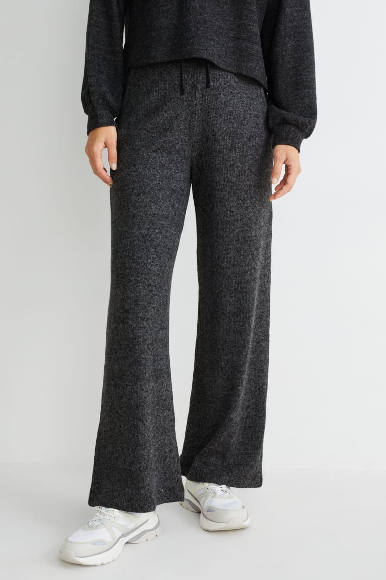 Dark Gray C&A Knitted Regular Fit Recycled Women's Trousers | PQRWM-4152