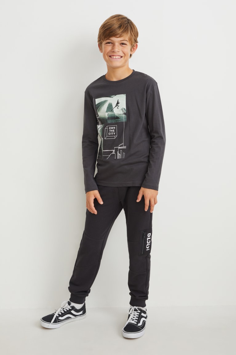 Dark Gray C&A Long Sleeve Boys' Top | KTMWP-9357