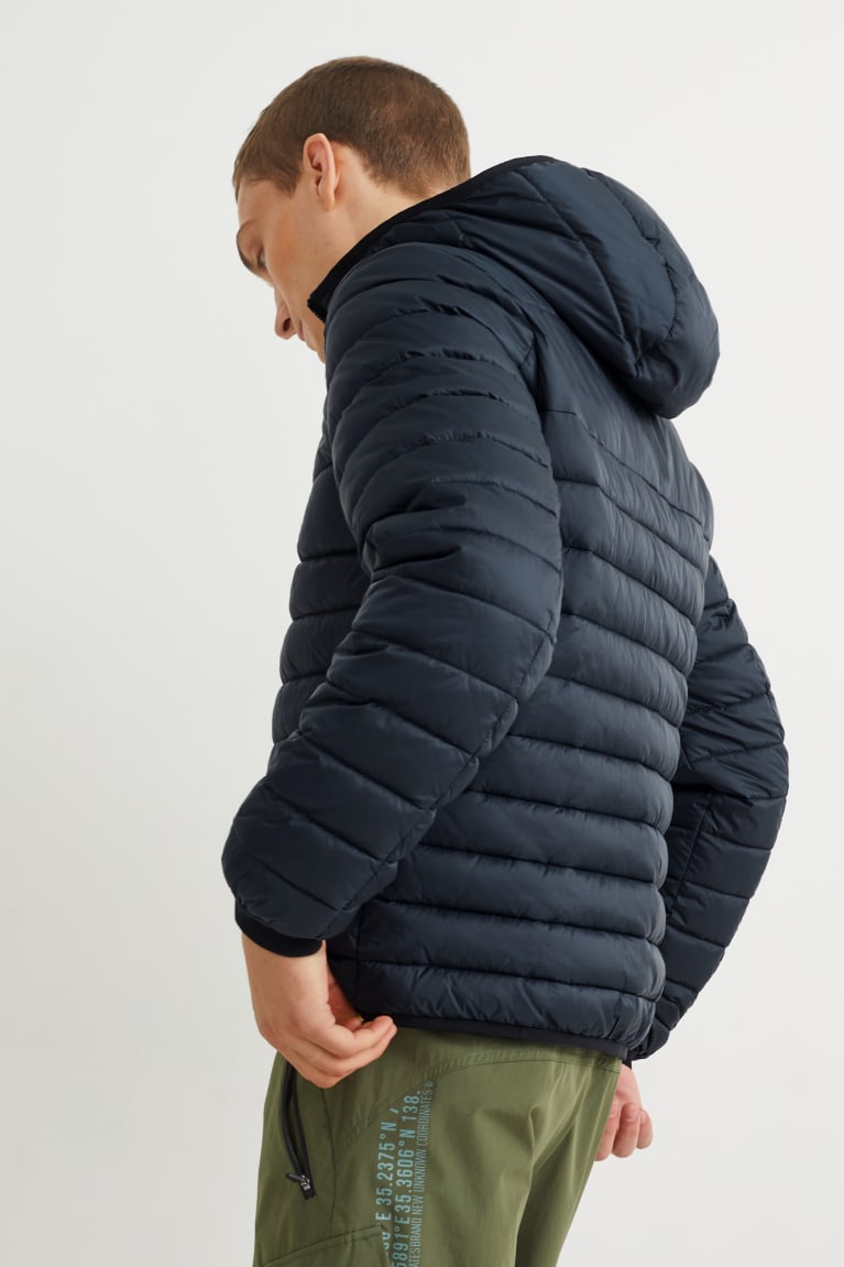 Dark Gray C&A Quilted With Hood Recycled Men's Jackets | MZGJQ-3724