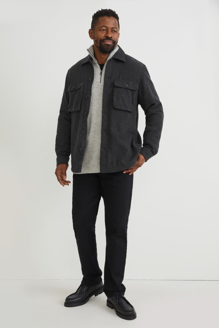 Dark Gray C&A Recycled Men's Shirts | QWOKB-3087