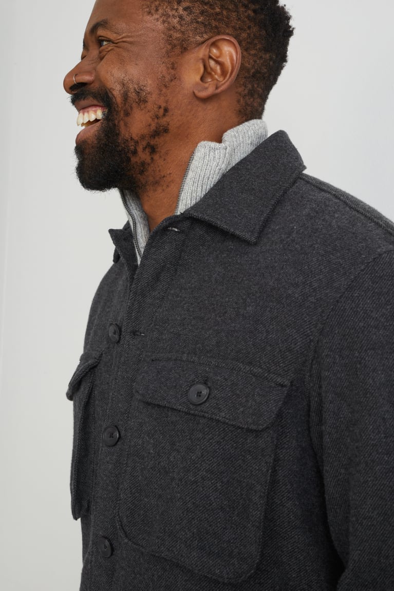 Dark Gray C&A Recycled Men's Shirts | QWOKB-3087