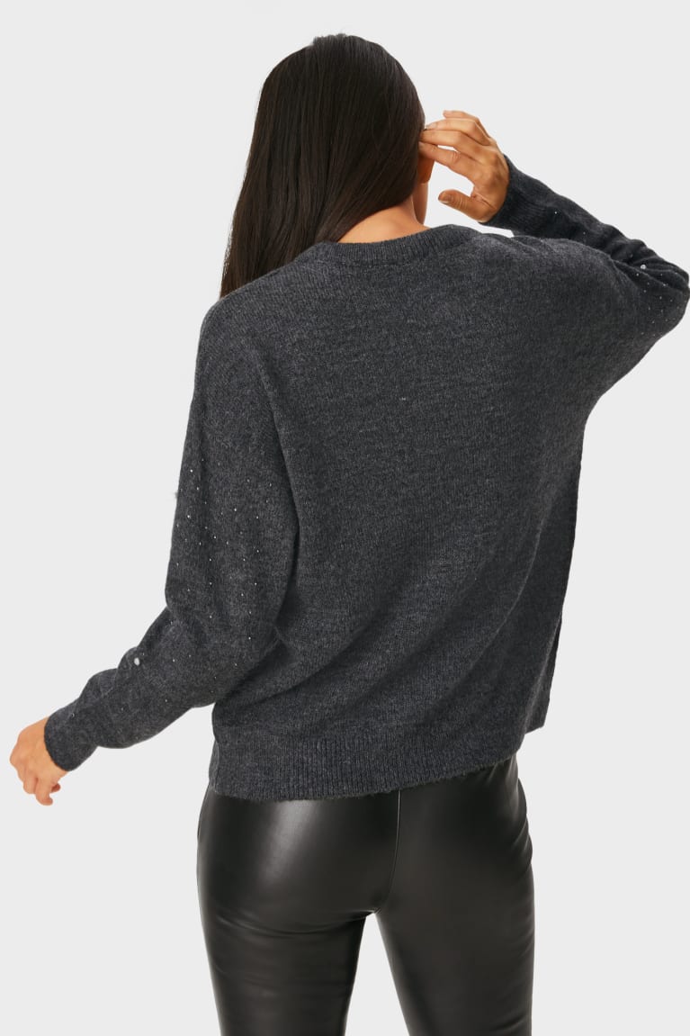 Dark Gray C&A Shiny Women's Jumper | BVPEW-1073