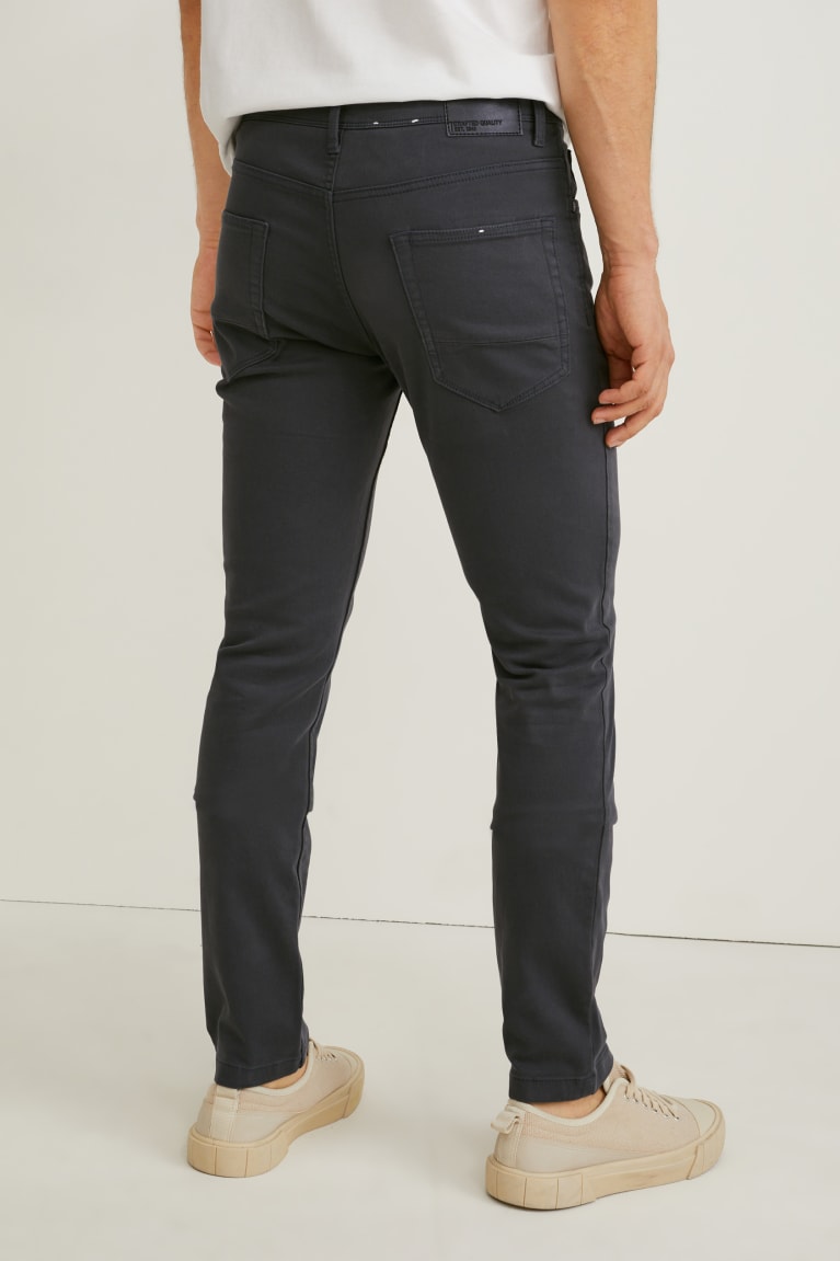 Dark Gray C&A Slim Fit Flex Lycra® Men's Trousers | ZDPYW-0697