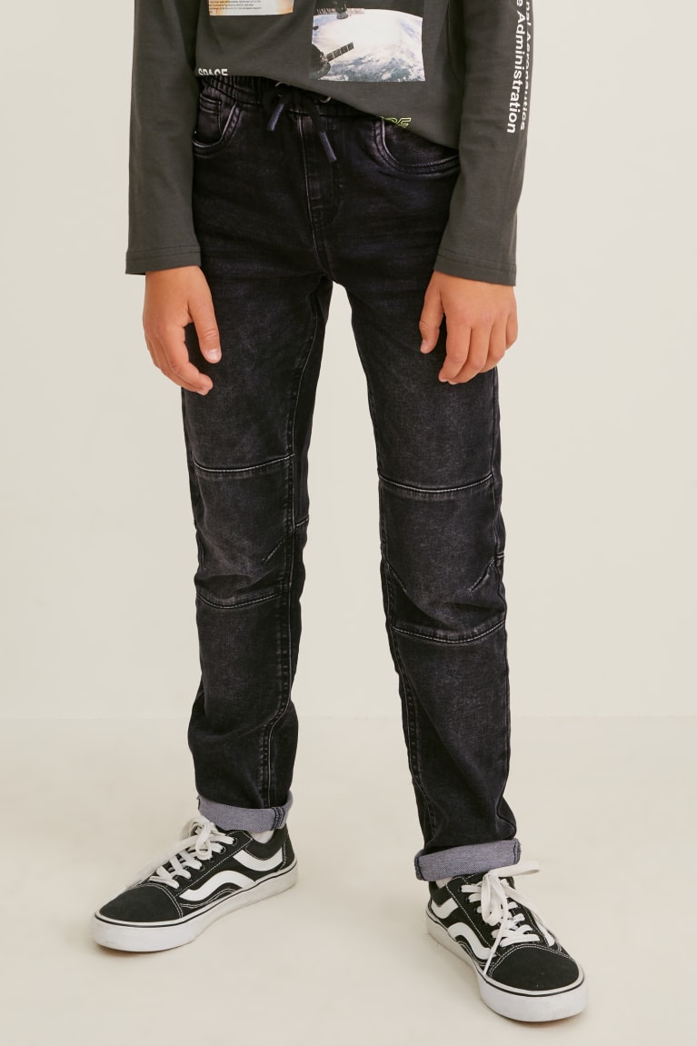 Dark Gray C&A Slim Jog Denim Boys' Trousers | JMTER-1378