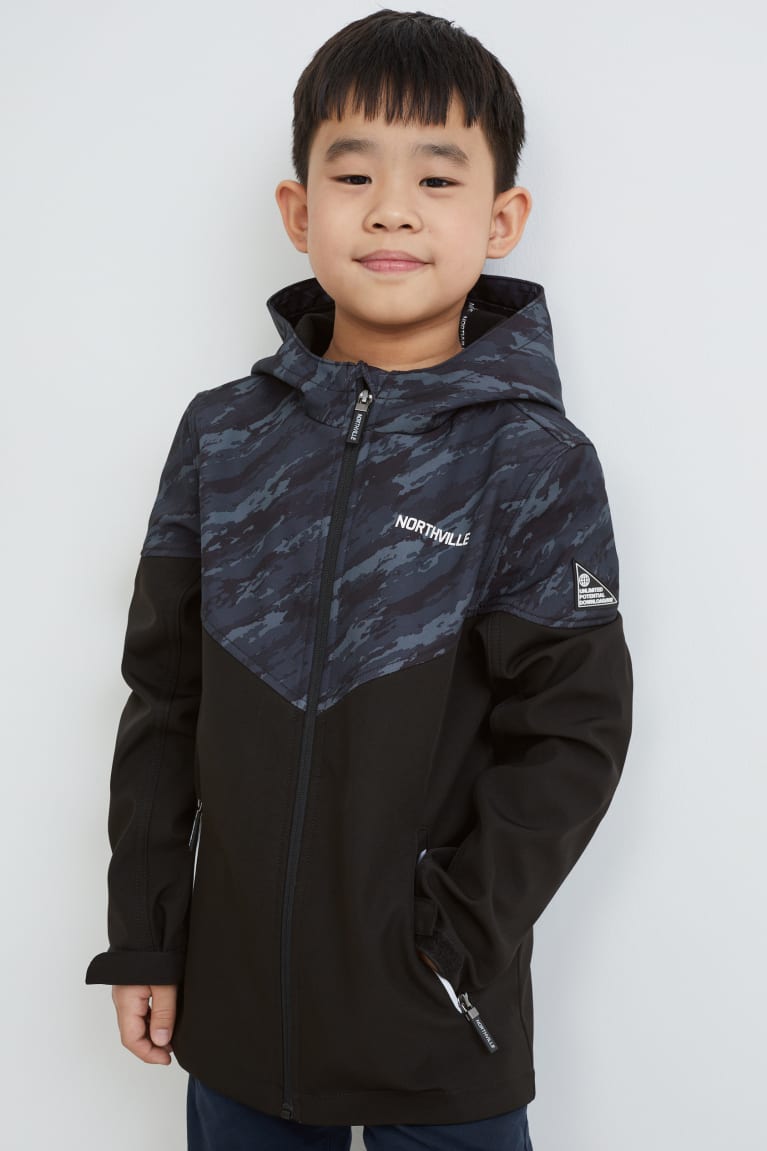 Dark Gray C&A Softshell With Hood Girls' Jackets | FWDCV-8346