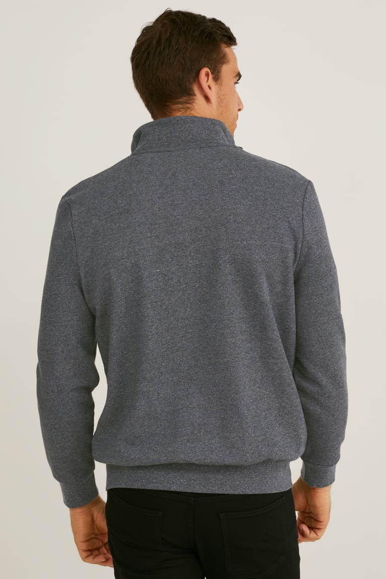 Dark Gray Melange C&A Zip-through With Organic Cotton Men's Sweatshirts | ANHXZ-9256