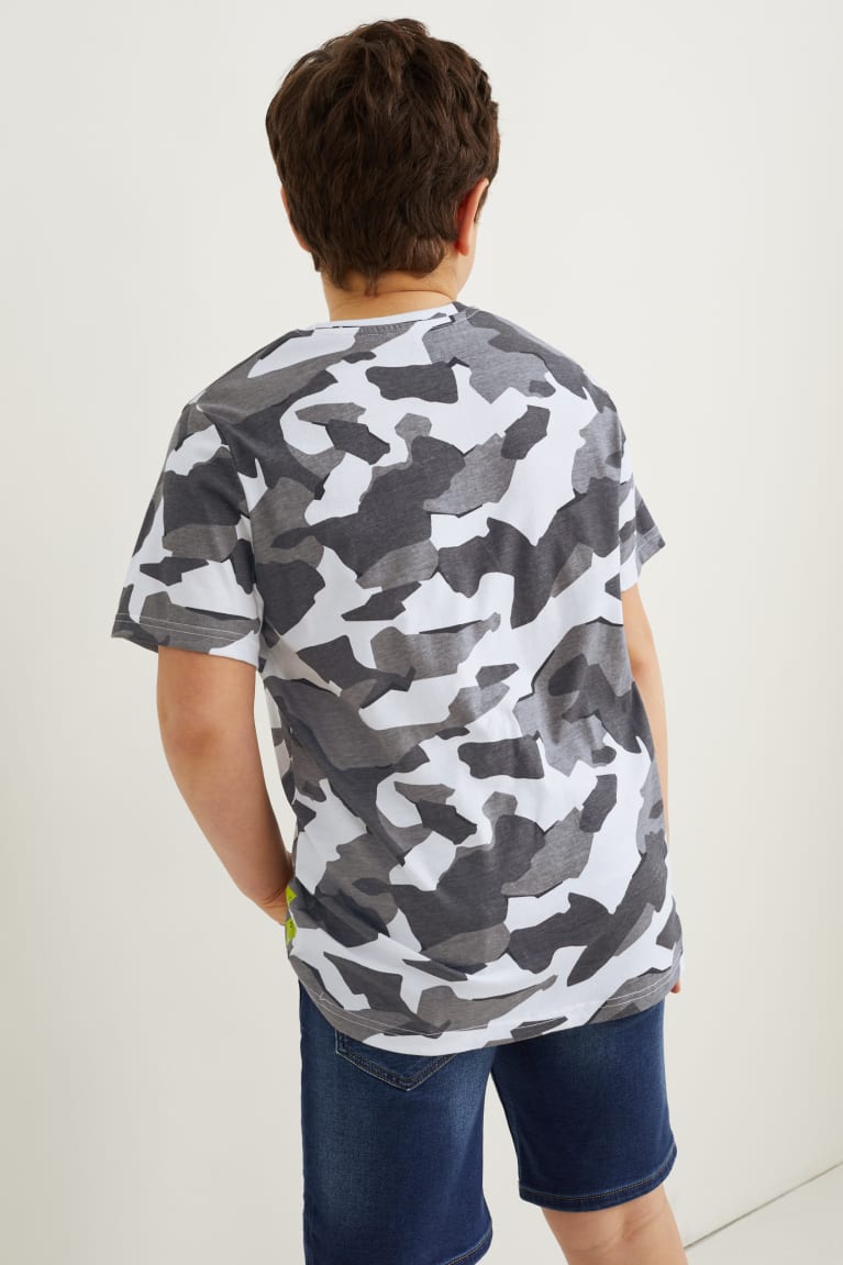 Dark Gray / White C&A Extended Sizes Multipack Of 3 Sleeve Boys' T-shirts | XSTKE-2835