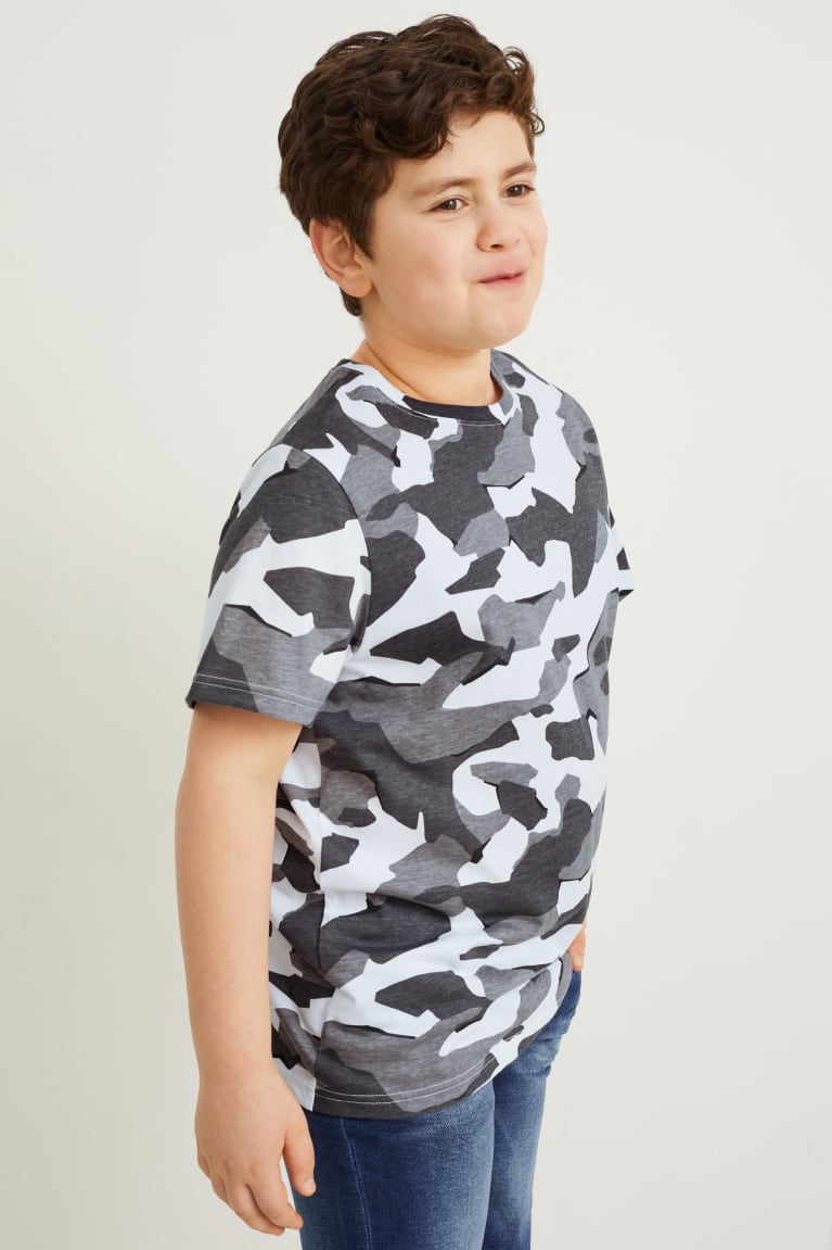 Dark Gray / White C&A Extended Sizes Multipack Of 3 Sleeve Boys' T-shirts | XSTKE-2835