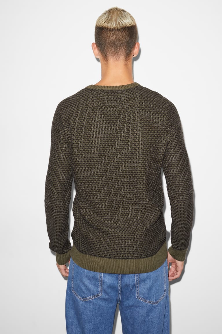 Dark Green / Black C&A Clockhouse Men's Jumper | XRPUK-4926