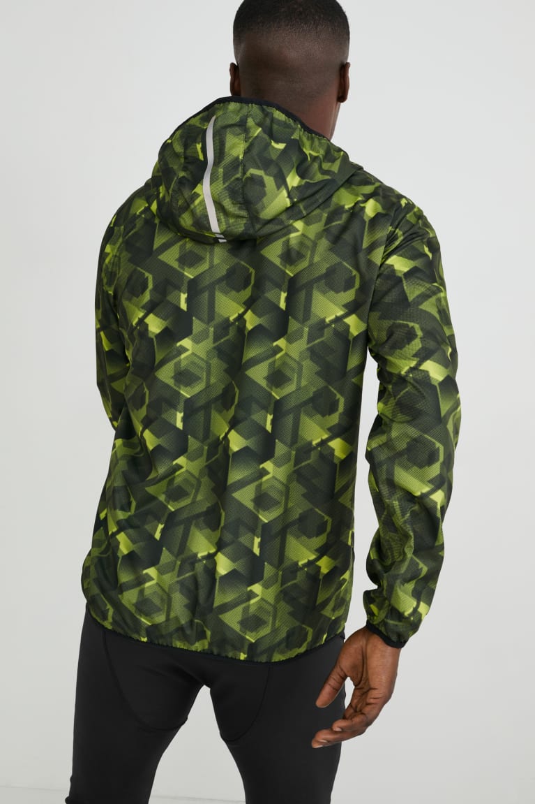 Dark Green / Black C&A Outdoor With Hood Men's Jackets | YFATE-0296