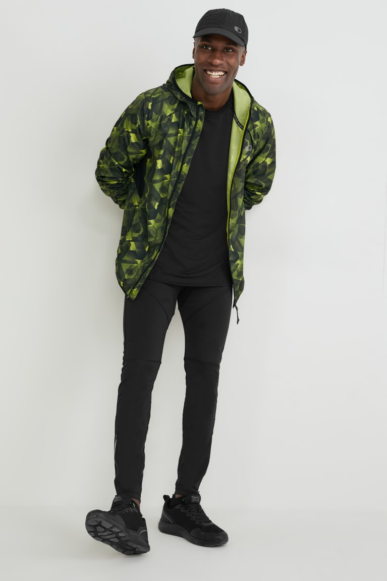 Dark Green / Black C&A Outdoor With Hood Men's Jackets | YFATE-0296