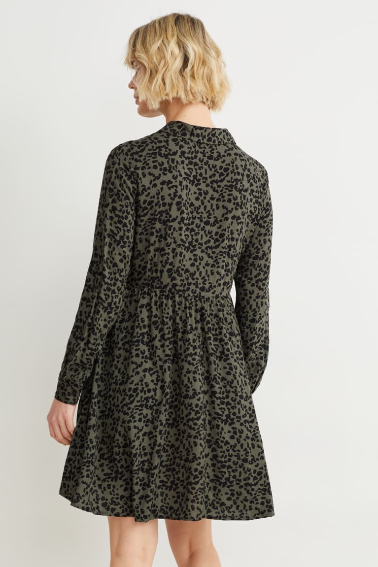 Dark Green / Black C&A Patterned Women's Dress | PZGBX-0286