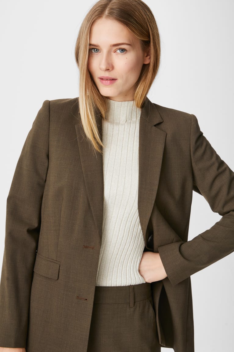 Dark Green C&A Business Blazer Women\'s Jackets | ELKPR-8643