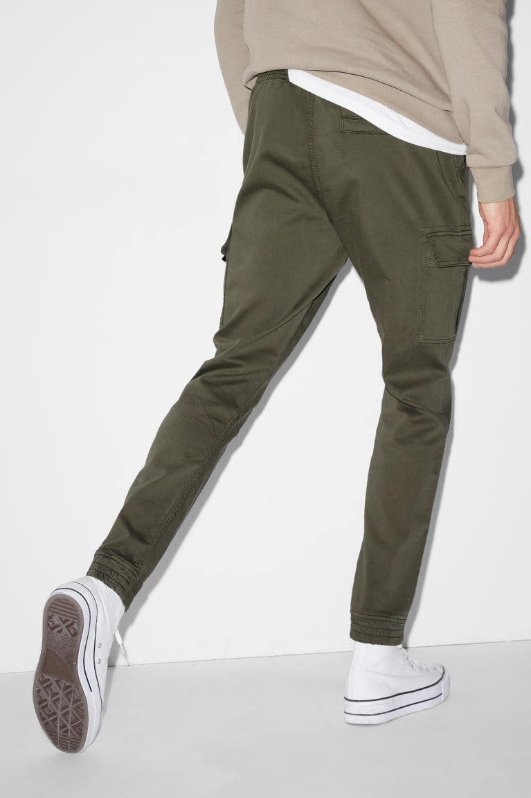 Dark Green C&A Cargohose Slim Fit Lycra® Men's Trousers | EHTZW-7862