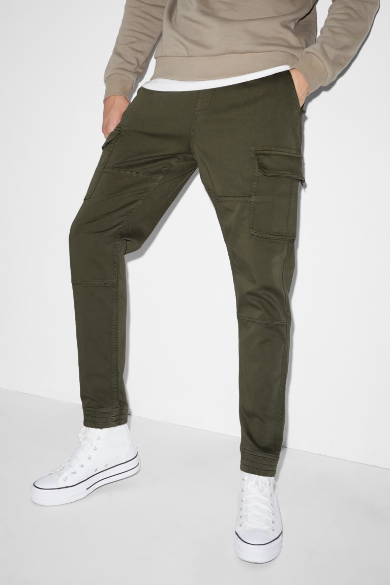 Dark Green C&A Cargohose Slim Fit Lycra® Men's Trousers | EHTZW-7862