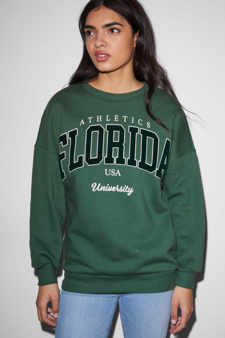 Dark Green C&A Clockhouse Women\'s Sweatshirts | WZDVO-9846