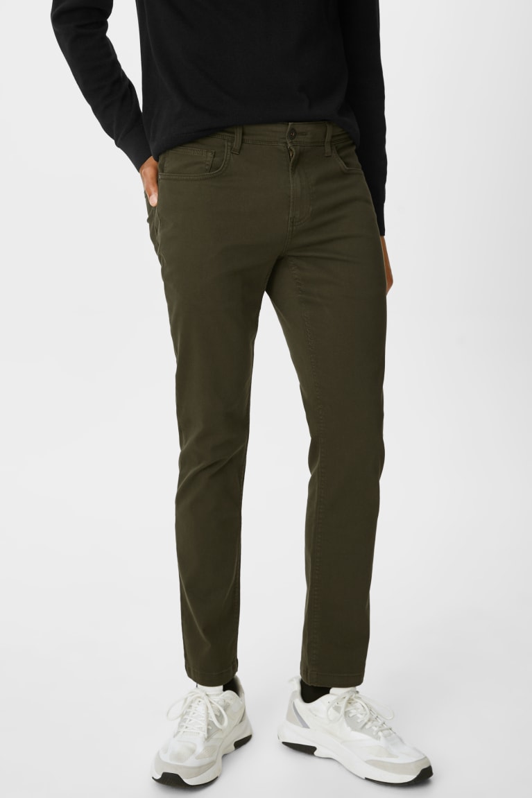 Dark Green C&A Cloth Slim Fit Recycled Men's Trousers | LWTIK-1348