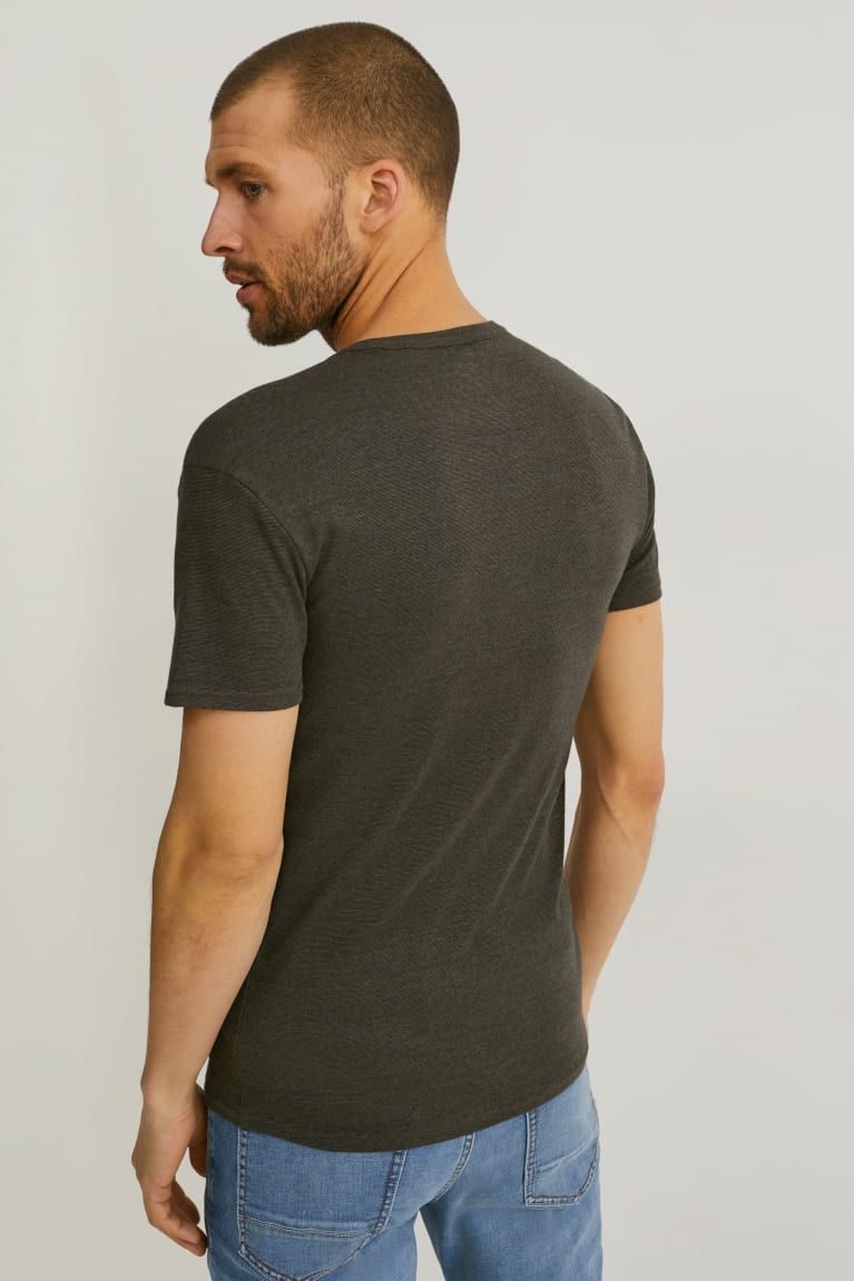 Dark Green C&A Organic Cotton Men's T-shirts | VXWFE-7496