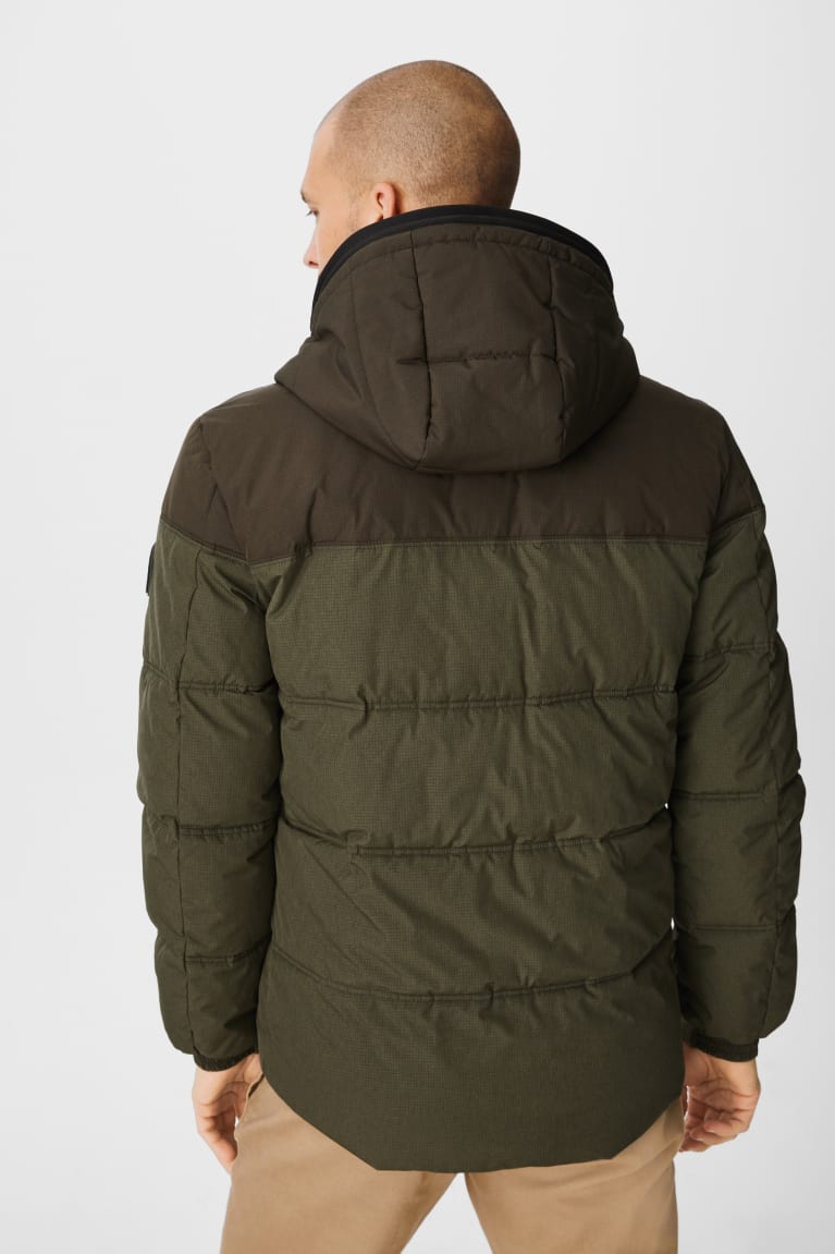 Dark Green C&A Outdoor With Hood Recycled Men's Jackets | QEZCF-4176